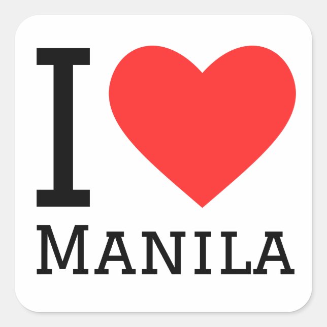 I Liebe Manila Quadratischer Aufkleber (Vorderseite)