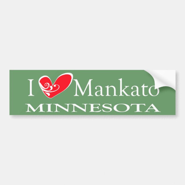 I Liebe Mankato Minnesota Autoaufkleber (Vorne)