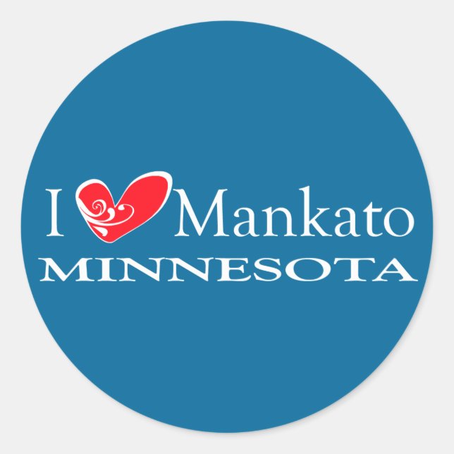 I Liebe Mankato Minnesota Runder Aufkleber (Vorderseite)