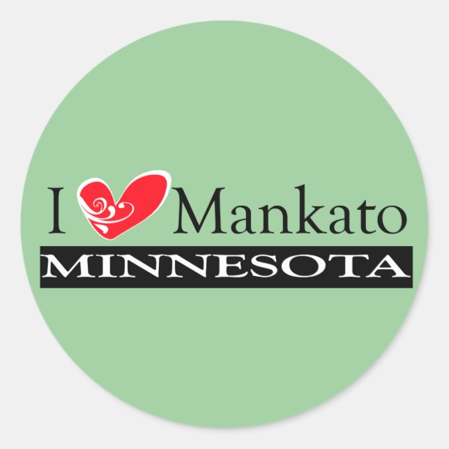 I Liebe Mankato Minnesota Runder Aufkleber (Vorderseite)