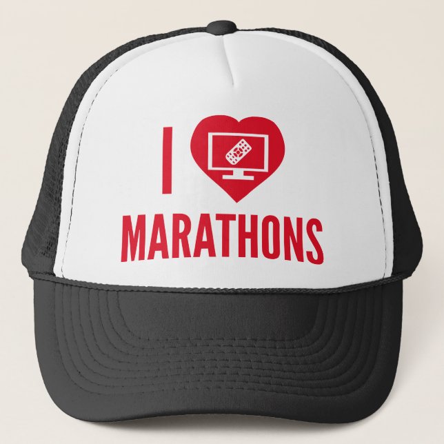 I Liebe Marathons Truckerkappe (Vorderseite)