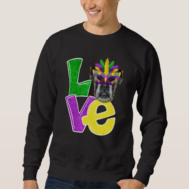 I Liebe Mardi Gras Costume Boxer Doppy Puppy Sweatshirt (Vorderseite)