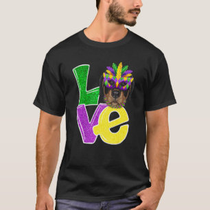 I Liebe Mardi Gras Costume Rottweiler Doppy Puppy T-Shirt
