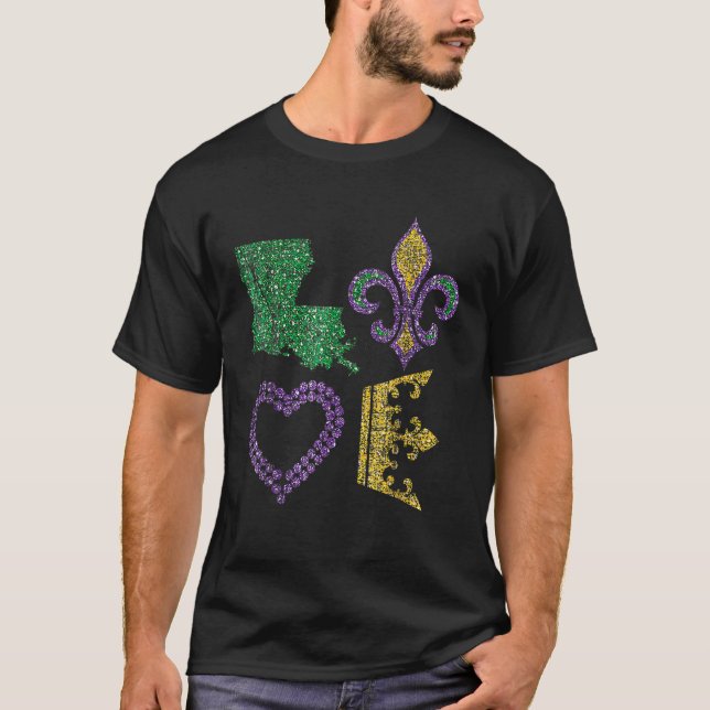 I Liebe Mardi Gras Festival Moon and Stars T-Shirt (Vorderseite)