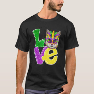 I Liebe Mardi Gras Kostümkatze Kitten Funny Cat T-Shirt