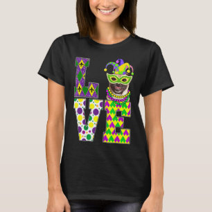 I Liebe Mardi Gras Mops Dog Funny Mask Festival T-Shirt