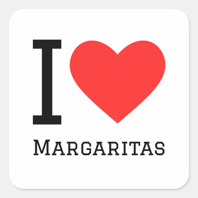 I Liebe Margaritas Quadratischer Aufkleber (Vorderseite)