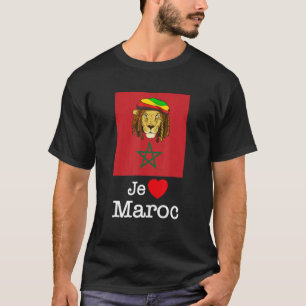 I Liebe Maroc, Cool Marokko Löwen mit Flaggen-Illu T-Shirt