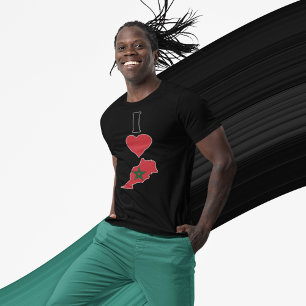 I Liebe Marokko Vertikales Herz Marokkanische Flag T-Shirt