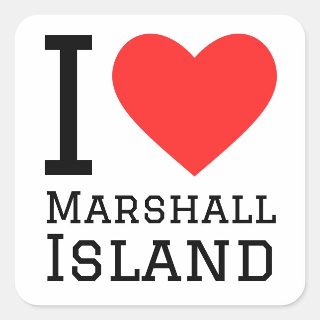 I Liebe Marshall Insel Quadratischer Aufkleber (Vorderseite)