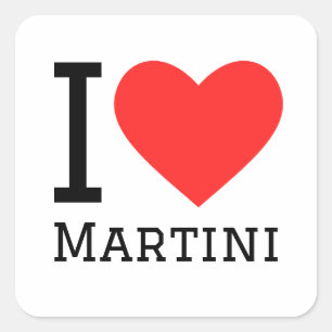 I Liebe Martini Quadratischer Aufkleber