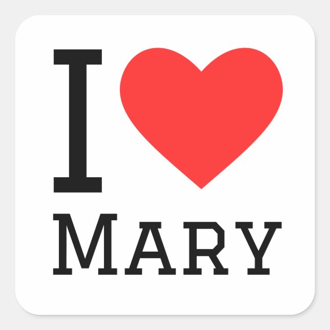 I Liebe mary Quadratischer Aufkleber (Vorderseite)