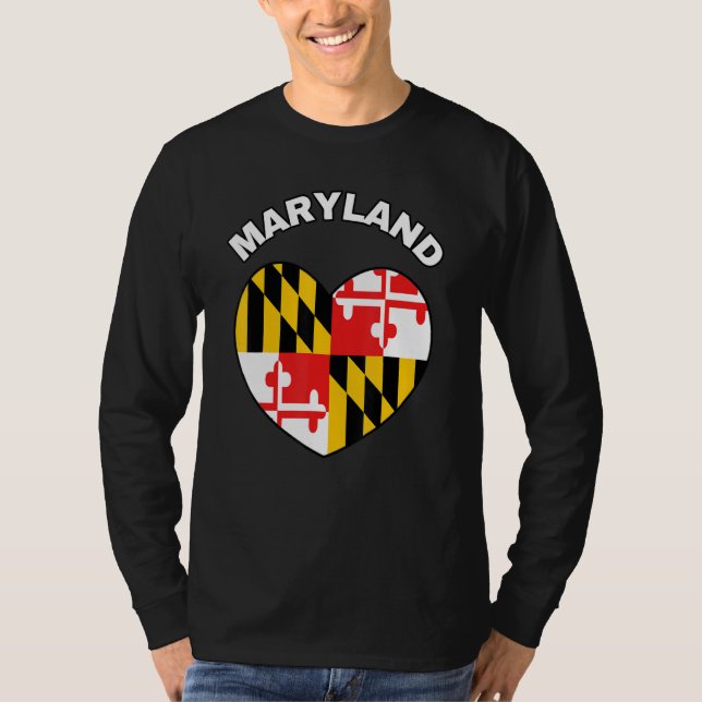 I Liebe Maryland MD Staatsflagge Herzstück Baltimo T-Shirt (Vorderseite)