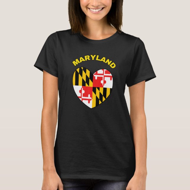 I Liebe Maryland MD Staatsflagge Herzstück Baltimo T-Shirt (Vorderseite)