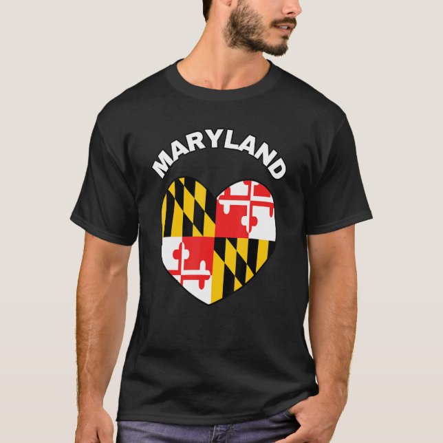 I Liebe Maryland MD Staatsflagge Herzstück Baltimo T-Shirt (Vorderseite)