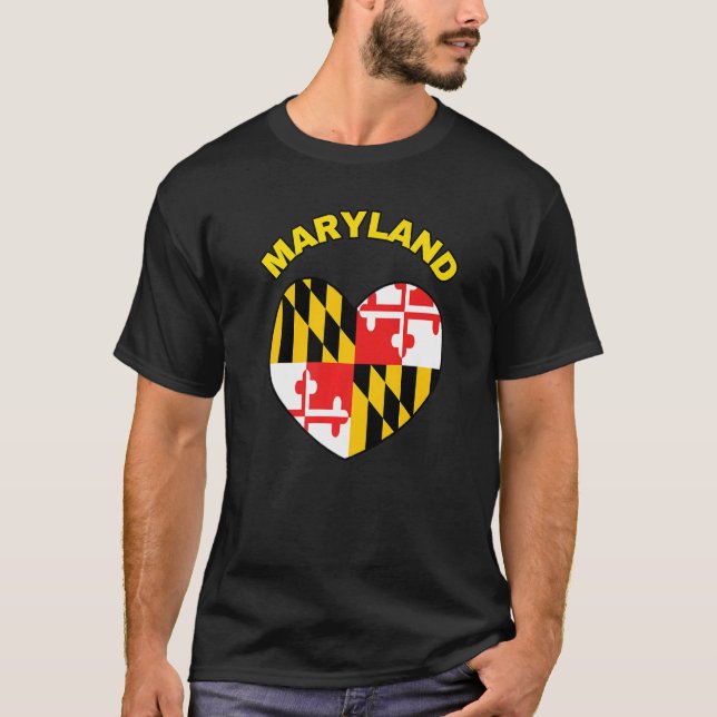 I Liebe Maryland MD Staatsflagge Herzstück Baltimo T-Shirt (Vorderseite)