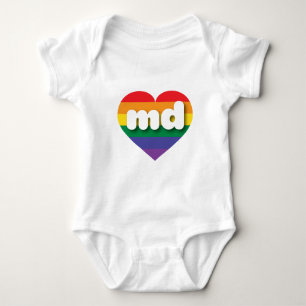 I Liebe Maryland Rainbow Heart Baby Strampler
