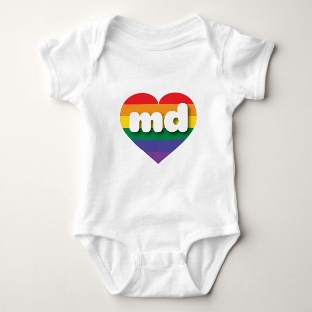 I Liebe Maryland Rainbow Heart Baby Strampler (Vorderseite)
