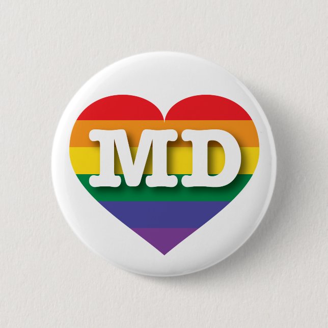 I Liebe Maryland Rainbow Heart Button (Vorderseite)