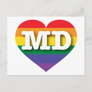 I Liebe Maryland Rainbow Heart Postkarte