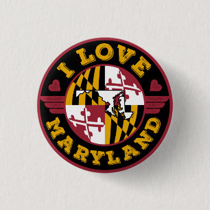 I Liebe Maryland State Flag and Map Button