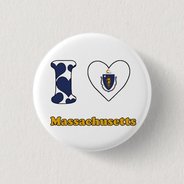 I Liebe Massachusetts Button (Vorderseite)