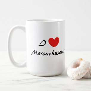 I Liebe Massachusetts Herz Typografie Kaffee Tasse