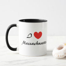 I Liebe Massachusetts Herz Typografie Kaffee Tasse