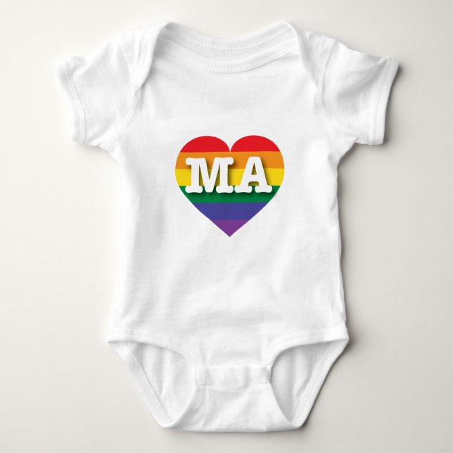 I Liebe Massachusetts Rainbow Heart Baby Strampler (Vorderseite)