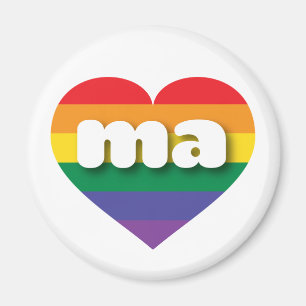 I Liebe Massachusetts Rainbow Heart Magnet