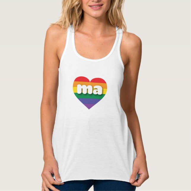 I Liebe Massachusetts Rainbow Heart Tank Top (Vorderseite)