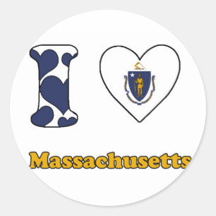 I Liebe Massachusetts Runder Aufkleber