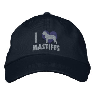 I Liebe Mastiffs bestickt Hut (blau)