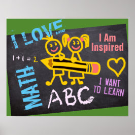 I Liebe Math Chalk Zeichnungen Blackboard Personal Poster