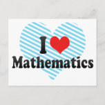 I Liebe Mathematik Postkarte<br><div class="desc">Ich Liebe Mathematik Great I Liebe Mathematik Produkt mit einem großen Herz gefüllt mit roten Streifen. Dieses und viele weitere Mathematik Geschenke,  mit anderen Analysis-Produkte für Mathematik-Liebhaber in unserem Laden verfügbar.</div>