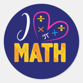 I Liebe Mathematik School Runder Aufkleber