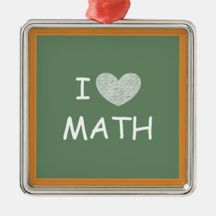 I Liebe Mathematik Silbernes Ornament