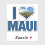 I Liebe Maui Hawaii Aufkleber<br><div class="desc">Ich Liebe Maui Hawaii Aufkleber mit einem niedlichen,  herzförmigen Foto des blauen Hawaiianischen Ozeans und grünen Bergen. Schöne Küstengewässer machen mich glücklich im Sommerurlaub. Niedliches Design der Halb-Sake-Fotografie mit Windmühlen auf einem Hügel.</div>