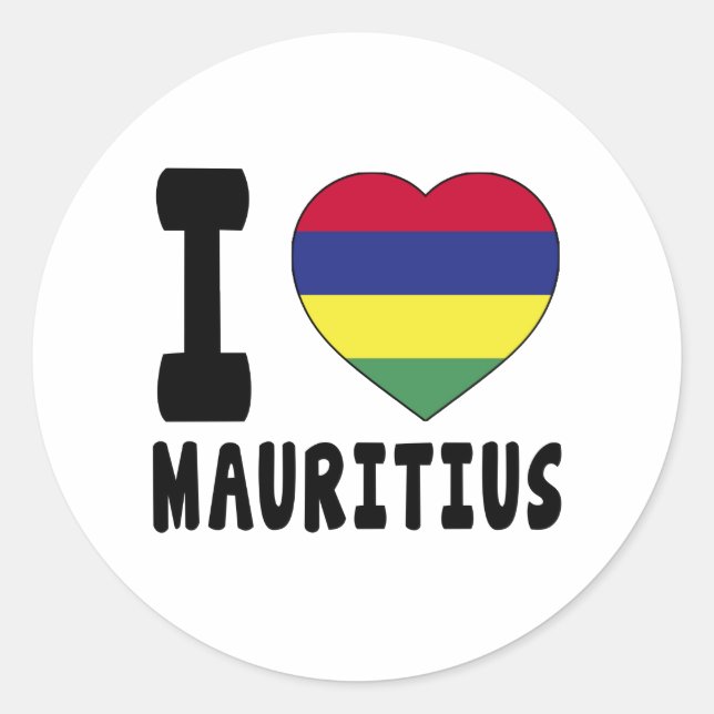 I Liebe Mauritius Runder Aufkleber (Vorderseite)