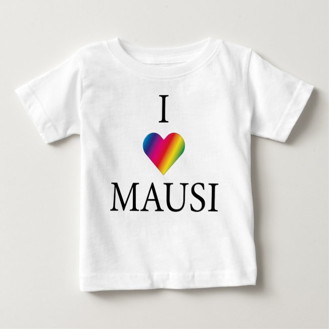 I LIEBE MAUSI RAINBOW HERZ BABY T-SHIRT (Vorderseite)