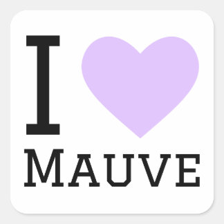I Liebe mauve Quadratischer Aufkleber