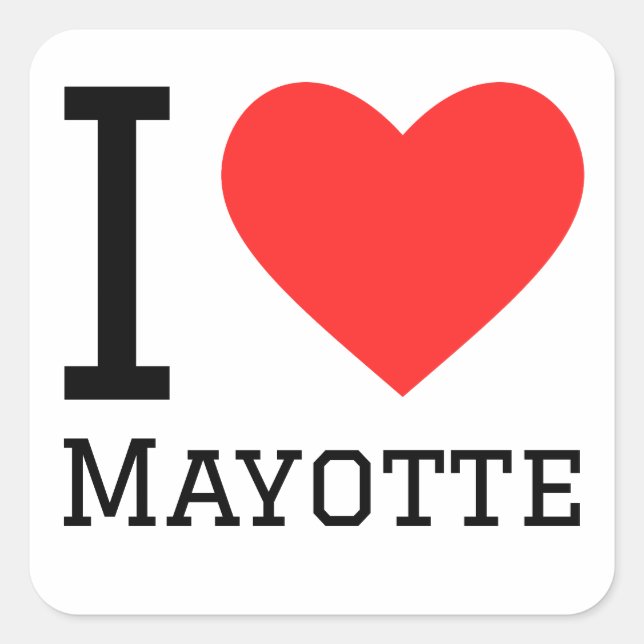 I Liebe Mayotte Quadratischer Aufkleber (Vorderseite)