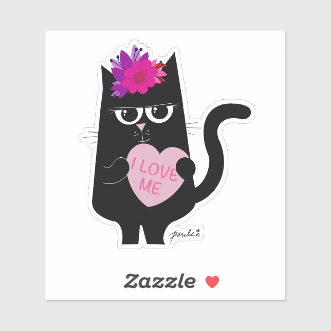 I Liebe Me - 4" glänzende, weiße, Die Aufkleber (Blatt)