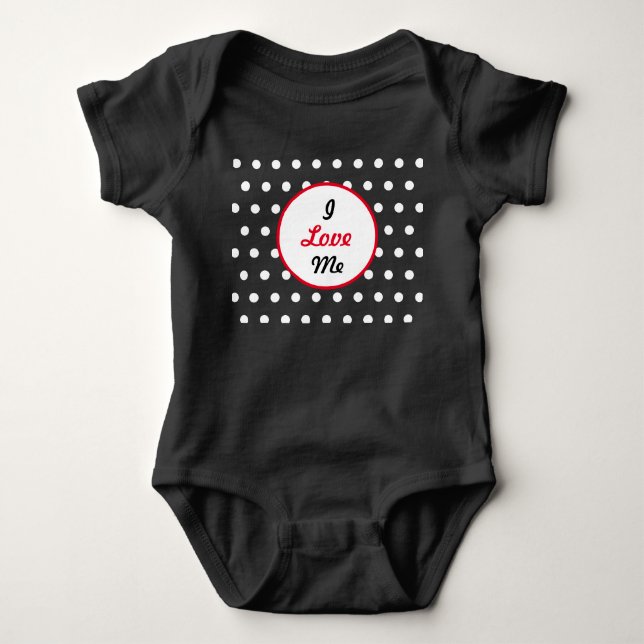 I Liebe Me Baby Bodysuit (schwarz, weiß und rot) Strampler (Vorderseite)