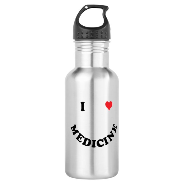 I Liebe Medizin Edelstahlflasche (Vorderseite)