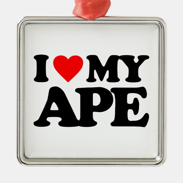 I LIEBE MEIN AFFE SILBERNES ORNAMENT (Vorne)