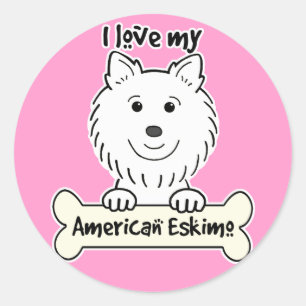 I Liebe mein amerikanischer Eskimohund Runder Aufkleber