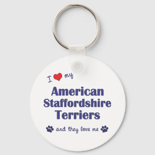 I Liebe mein amerikanisches Staffordshires Schlüsselanhänger