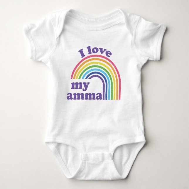 I Liebe Mein Amma - Niedlicher Regenbogen Baby Strampler (Vorderseite)