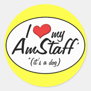 I Liebe mein AmStaff (es ist ein Hund) Runder Aufkleber